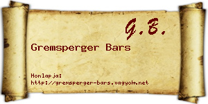 Gremsperger Bars névjegykártya